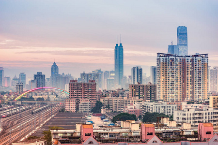 早晨 黄昏 傍晚 深圳 轨道 风景 城市 瓷器 暮光 建筑学