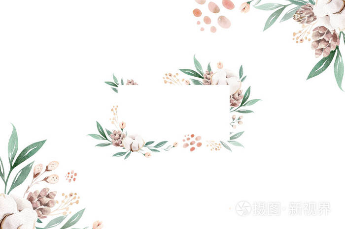 水彩花环和花束框架插图 棉球桃色 白色 粉色 鲜艳的花朵 绿叶 婚礼文具 问候语 壁纸 时尚 背景照片 正版商用图片2catae 摄图新视界 水彩花环和花束框架插图 棉球桃色 白色 粉色 鲜艳的花朵 绿叶 婚礼文具 问候语 壁纸 时尚 背景照片 正版商用图片2catae 摄图新视界