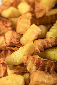 Fried potatoes in white plate served 