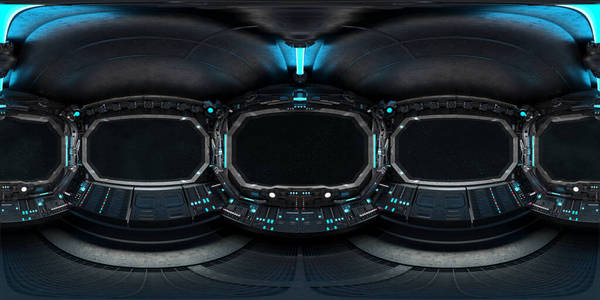 宇宙飞船 大厅 航天器 环境 投影 三维渲染 不明飞行物