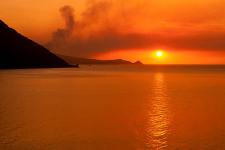 反射 地平线 日落 夏天 风景 海洋 旅行 黄昏 海滩 太阳