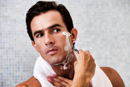 成人 剃刀 保镖 刮胡子 卫生 剃须 面对 肖像 公寓 淋浴