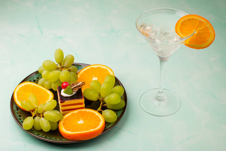 盘子 食物 夏天 健康 玻璃 饮食 葡萄 柑橘 水果 果汁