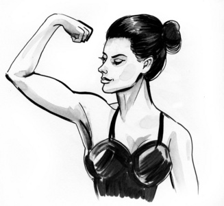 艺术 女人 女权主义 插图 水彩 肌肉 墨水 女权主义者
