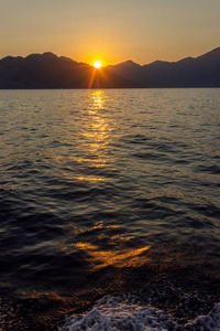 波动 旅行 傍晚 日出 暮光 美丽的 地平线 海岸 风景