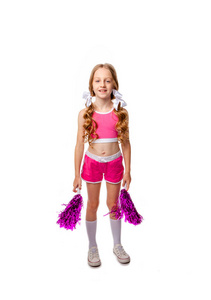跳舞 啦啦队 运动 粉红色 时尚 小孩 漂亮的 女孩 可爱的