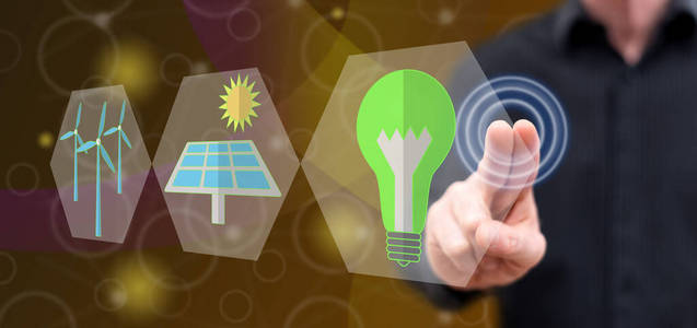行星 生态学 电灯泡 手指 屏幕 环境 保护 能量 面板
