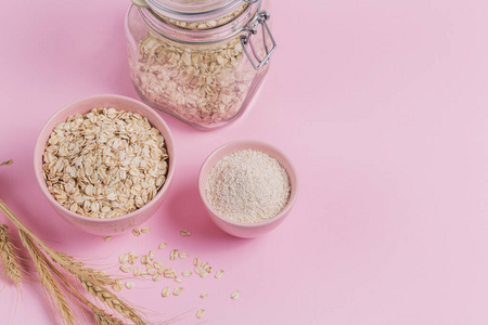 Ingredients for making homemade facial mask or scrub. Bowl of dr