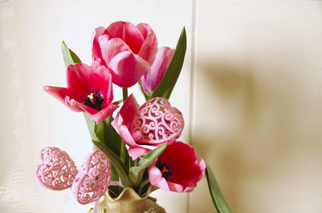 美女 花瓣 粉红色 花束 复活节 郁金香 植物 开花 花的
