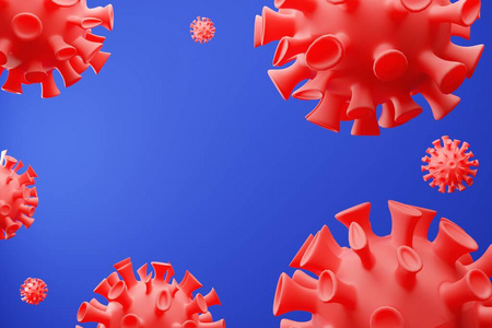 冠状病毒爆发，COVID193d将感染流感背景呈现为蓝色危险流感株病例，作为大流行的医学健康风险概念与疾病细胞