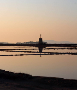 磨坊 航海 风车 日落 轮廓 池塘 地中海 天空 夏天 西西里岛