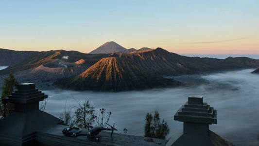 公园 全景图 美丽的 风景 日落 天空 印度尼西亚 早晨