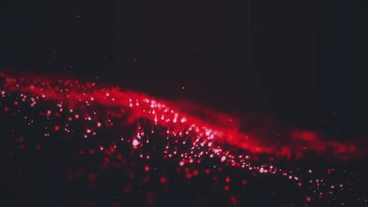 模糊的粒子运动背景闪烁的微光和闪烁的粒子星体火花波基运动抽象数字波背景暗红色三维渲染动画