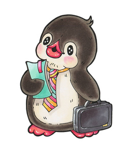 企鹅 寒冷的 性格 漫画 艺术 素描 动物 要素 卡片 乐趣
