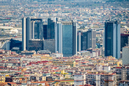 那不勒斯商业和金融区鸟瞰图，那不勒斯现代摩天大楼，坎帕尼亚，意大利