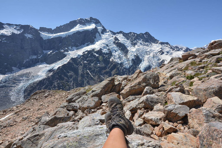 阿尔卑斯山 冰川 徒步旅行 风景 全景图 旅行 天空 高的