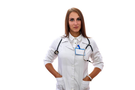 医学 工作人员 演播室 女孩 医生 站立 肖像 实习生 成人