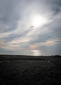 海岸 地平线 美丽的 黄昏 海滩 格鲁吉亚 海湾 海岸线