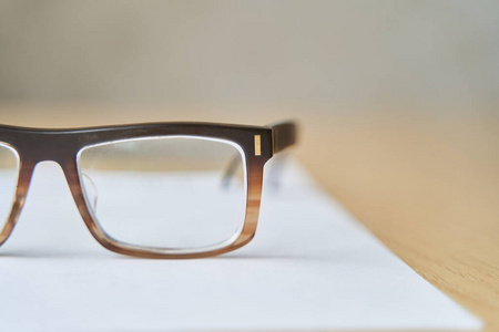 Fashionable brown eyeglass frame. Glasses for myopia. 
