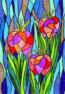 花的 颜色 海报 艺术 插图 纹理 绘画 春天 自然 艺术品