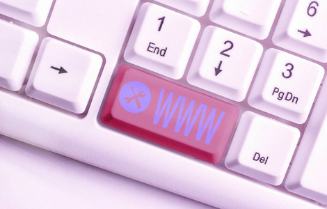 写笔记显示Www.Business photo，展示HTML格式和HTTP访问的在线内容网络。