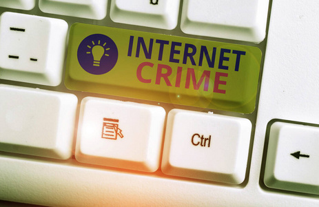网络犯罪的概念性手写体。展示在互联网上犯罪或非法网络活动的商业照片。