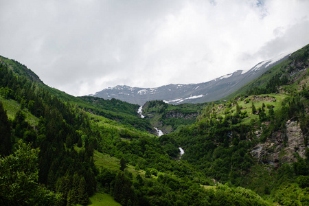 阿尔卑斯山 欧洲 小山 自然 风景 山谷 夏天 全景图 旅游业