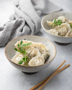 Korean dumplings with soy sauce 