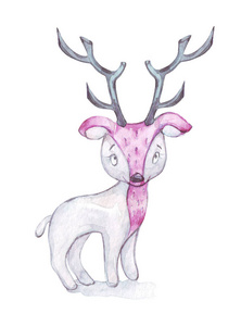 插图 粉红色 玩具 卡通 驯鹿 喇叭 性格 站立 艺术 鹿角