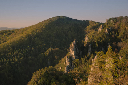 斯洛伐克 岩石 自然 颜色 夏天 旅游业 公园 美丽的 日落