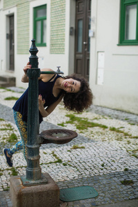 步行 装备 可爱的 肖像 葡萄牙 街道 商业 女孩 时尚