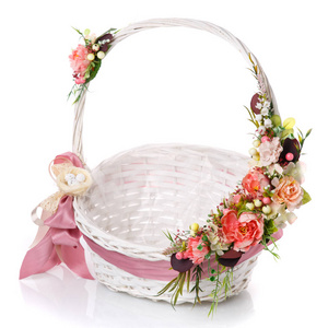 美丽的 篮子 柳条 春天 花的 假日 颜色 季节 空的 庆祝