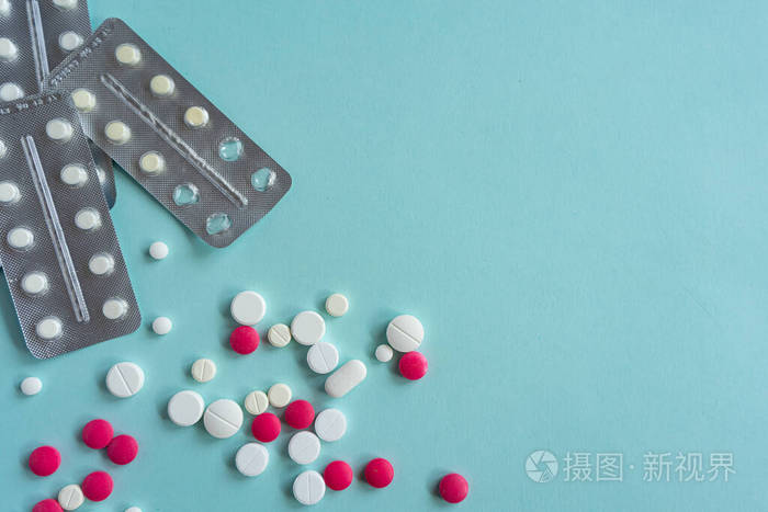 医学概念.药物治疗疾病.泡罩包装的药片.药用胶囊,保健药.