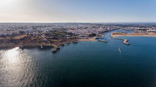 海岸 海景 地中海 拉各斯 全景 美丽的 鸟瞰图 天空 目的地