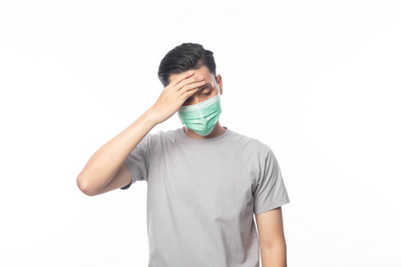 男人 预防 环境 危险 光晕 肖像 头痛 流行病 流感 警报