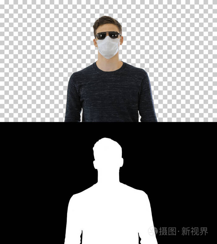 盲人戴面罩戴墨镜步行阿尔法通道