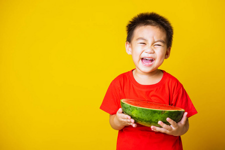 男人 可爱的 甜瓜 持有 童年 饮食 营养 小孩 微笑 乐趣