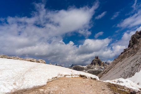岩石 白云石 天空 夏天 高峰 特雷 意大利 阿尔卑斯山