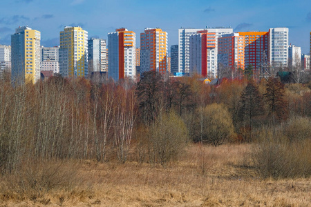 莫斯科 风景 房地产 房子 住房 建筑 停车 春天 城市