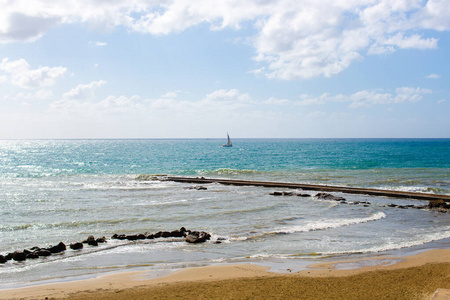 旅游业 假日 海滩 假期 自然 地中海 海洋 夏天 海岸线