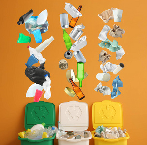 颜色 保护 回收 责任 污染 排序 坠落 纸板 玻璃 垃圾