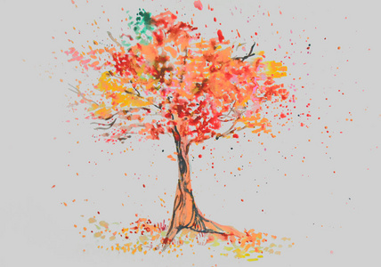 油漆 纸张 分支 美丽的 形象 铅笔 绘画 秋天 插图 水彩