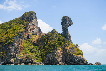 海景 安达曼 海岸线 岩石 波动 豆荚 旅游业 亚洲 天空