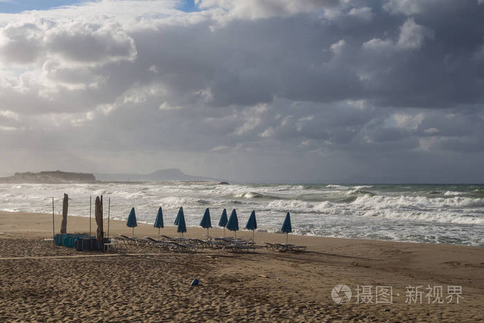 希腊 波动 海滩 雨伞 欧洲 假期 爱琴海 旅游业 椅子