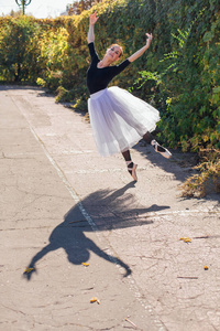 优雅 艺术 轮廓 街道 美女 跳舞 平衡 姿势 芭蕾舞演员