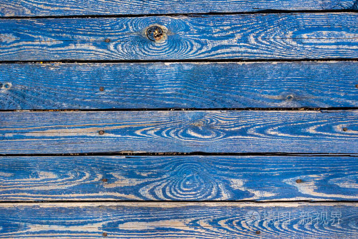 古老的蓝色油漆木板纹理背景