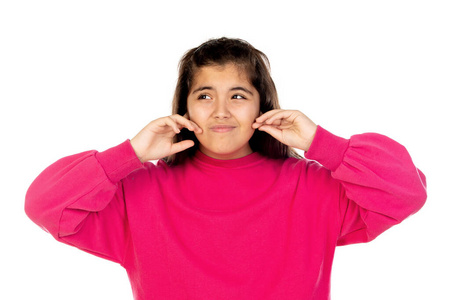 耳朵 女孩 青少年 粉红色 女儿 面对 复制空间 女士 广告