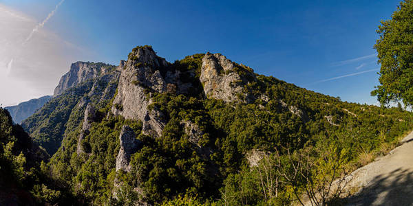 全景图 徒步旅行 攀登 环境 小山 希腊 夏天 天空 地标