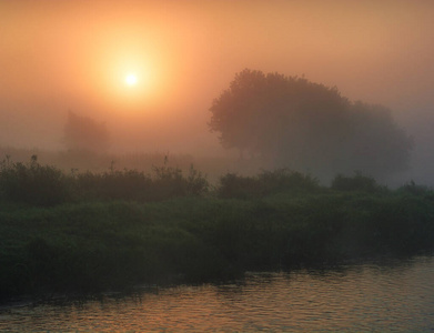 美丽的 山谷 日出 风景 地平线 夏天 阳光 太阳 轮廓