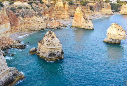 葡萄牙 风景 海洋 拱门 海滩 海景 美丽的 假日 岩石